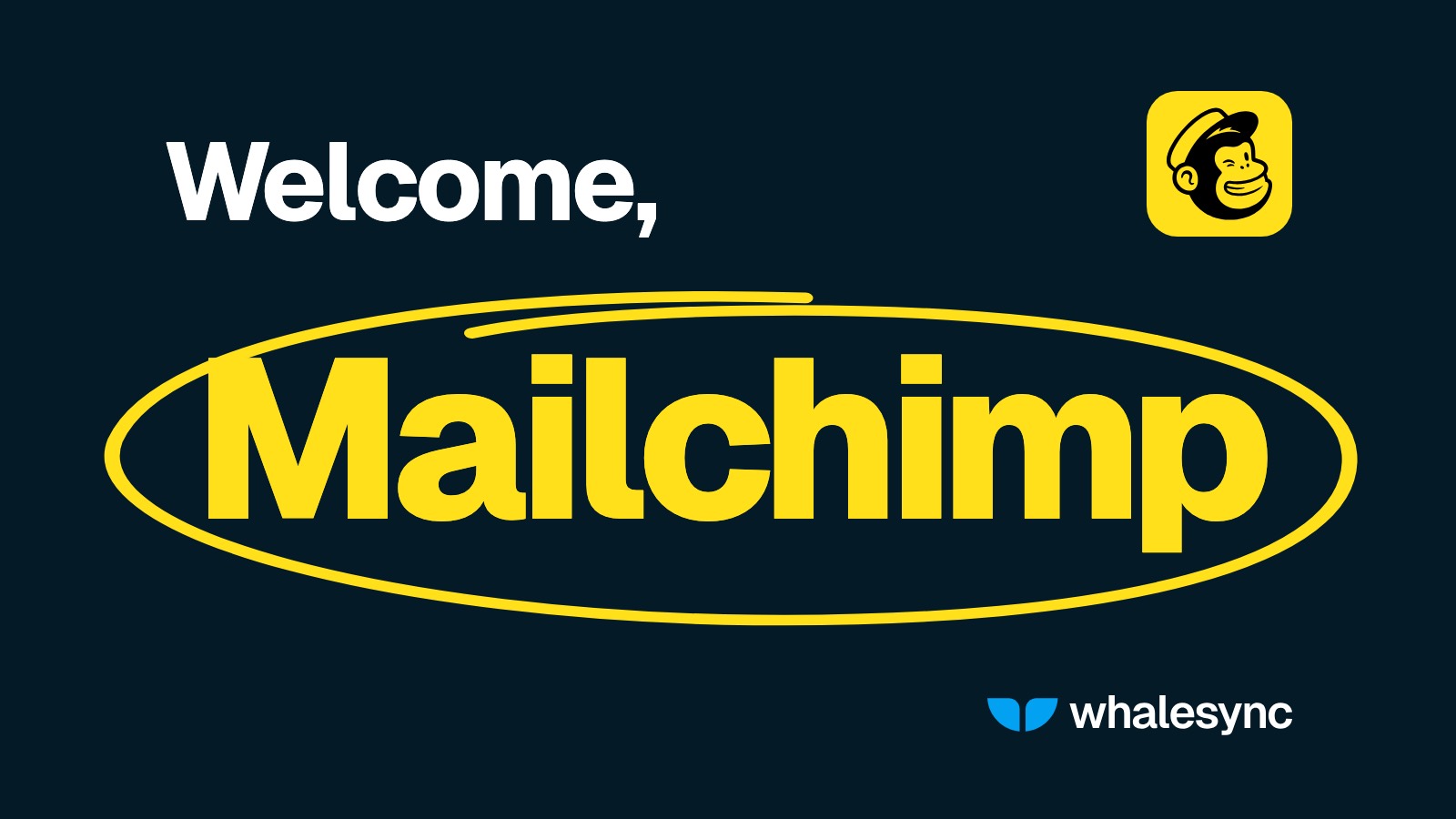 Title card reading ‘Welcome, Mailchimp’ with Mailchimp circled and the Mailchimp logo